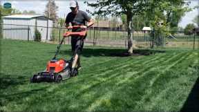 My FIRST EVER Mow With Battery Powered Rotary Mower // Milwaukee M18 Mower Initial Review