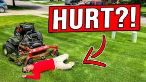 ALMOST GOT CRUSHED BY MOWER! [NOT CLICKBAIT]