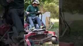 Lawn Mower Hits Something While Mowing Around Washing Machine