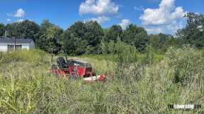 Ventrac Tough Cut Mowing Overgrown Field - Customer Warns Me About This Property!