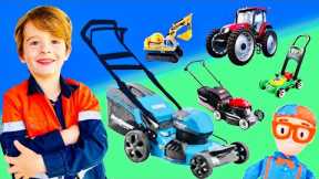 Lawn Mowers for Kids | BLiPPi Toys | Tractor Videos | min min playtime