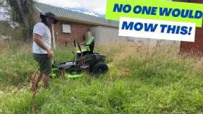 No One Would Mow This Overgrown Yard For Her! I did it with a battery mower. Free Mow Fridays