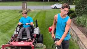 Mowing Vlog!! Cutting grass with a 3 man crew!