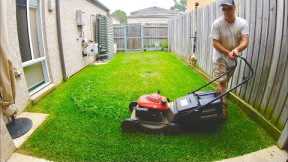 Lawn Mowing a small backyard Honda Lawn Mower Stihl Trimmer Blower