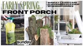 Early Spring Porch Decor ~ Sunday Lawn Care Products ~ DIY Bluebird Houses ~ Moss Planters