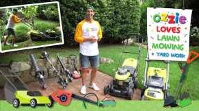 Lawn Mowers For Children | Yard Work Fun | Learn About Mowers, Blowers, Edgers With Ozzie