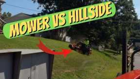 Mowing hillside with zero turn the proper way