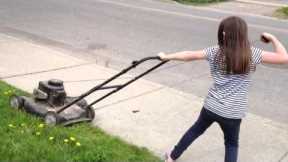 Kaylee Starts the Lawnmower