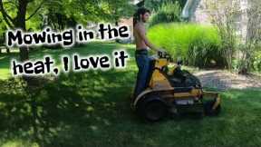 Lawn Care Vlog the HEAT is BACK while Mowing