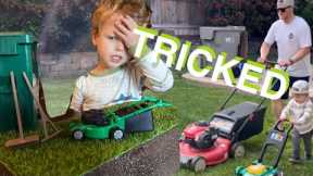 Yard Work With Toys and Kids | Lawn Mowers Big, Small & Between #bruder