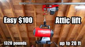 $100 DIY Garage Attic Lift/Elevator DOUBLED my storage space