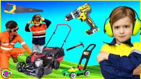 Best Lawn Mower Yardwork Tools 🔨Video for Kids | BLiPPi Toys | min min playtime