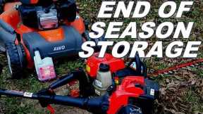 Preparing lawn equipment for the end of the season. Winter storage