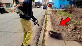 I Bought A POWER BROOM & Used It To Clean FILTHY Sidewalks