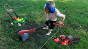 LAWN MOWER videos for toddlers! | Weed Eater, Gardening tools and video for kids