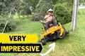 Mowing on a hills lawn with zero turn,